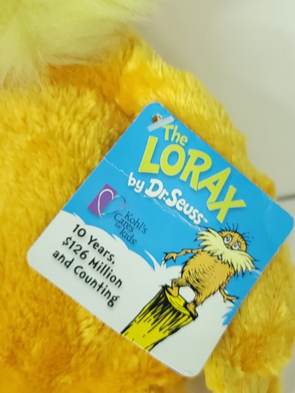 Dr. Seuss The Lorax 16” Kohl's Cares Yellow Plush Character Stuffed Animal 2010 - Picture 4 of 7